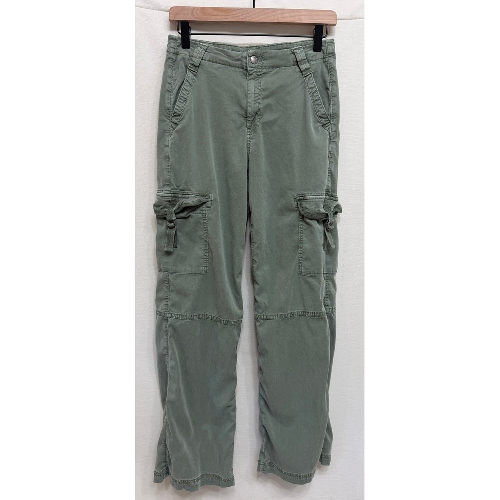 American Eagle Womens Size 2 Green Stretch Cargo Pants Straight Leg Utility
